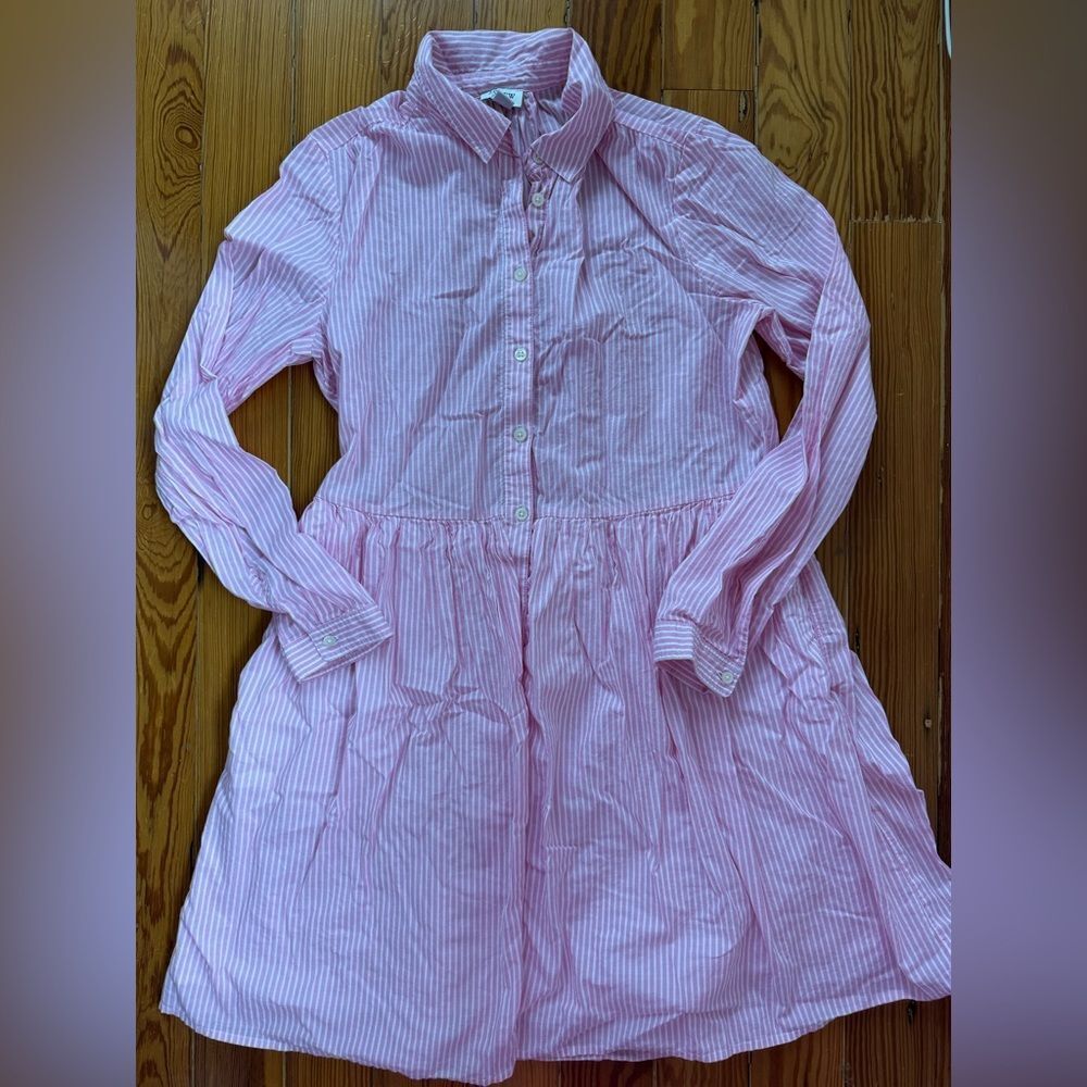 J. Crew Light Pink and White Striped Shirt Dress